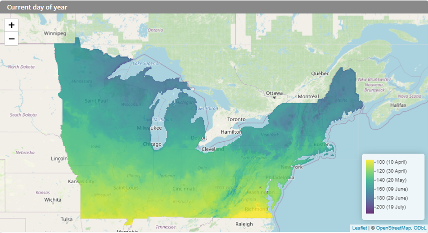 Thermal calendars current day map for 2025