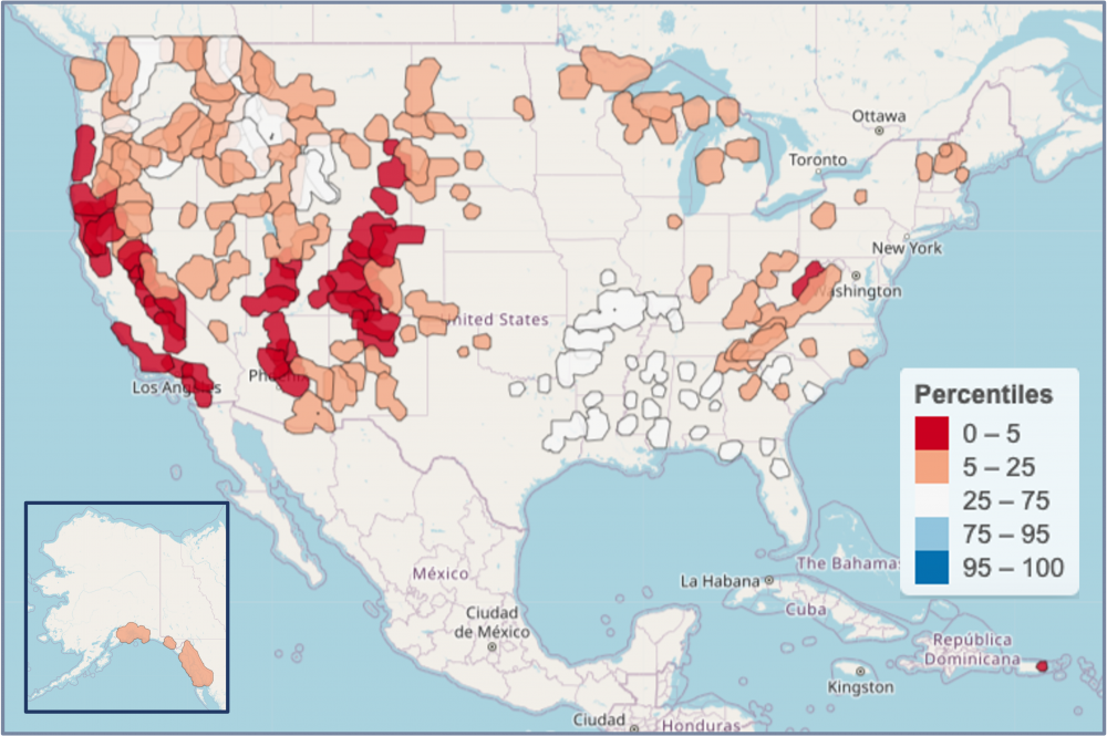 Spring leaf Index at USFS units
